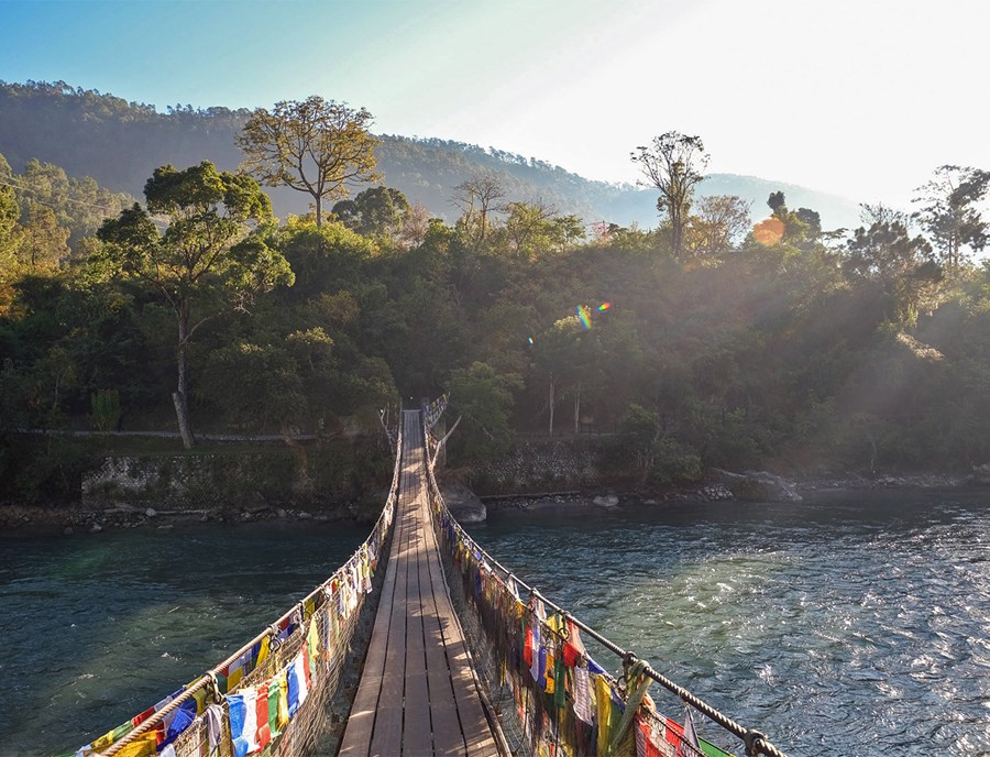 Pho Chhu Suspension Bridge Crossing Punakha’S Scenic River