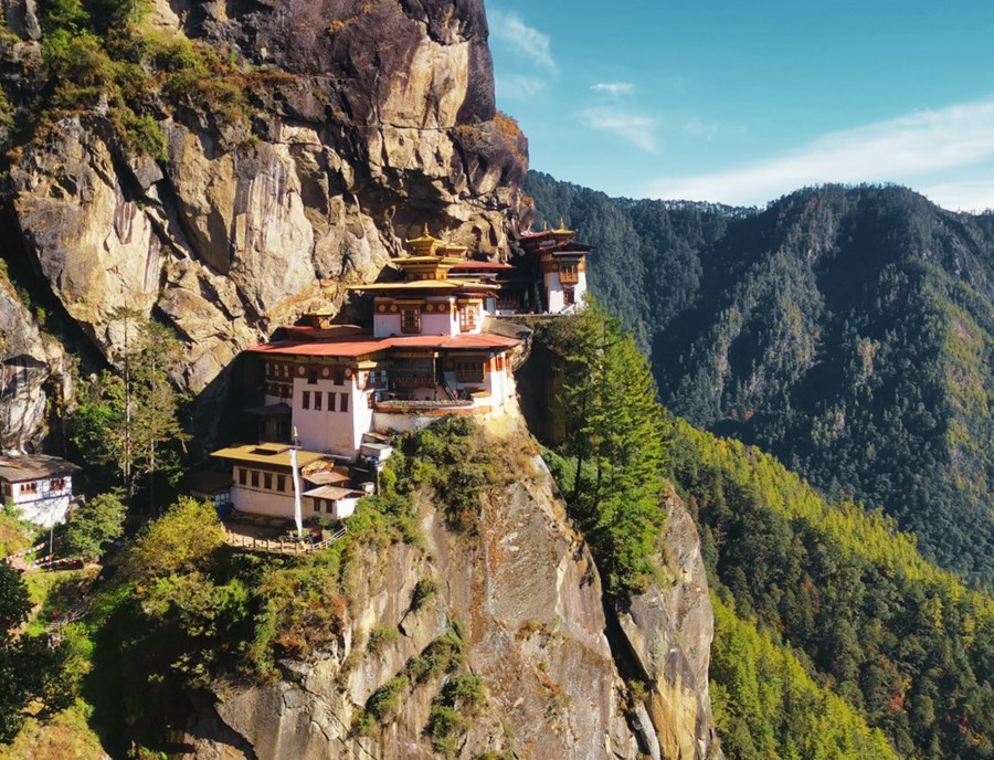 Tiger’S Nest Monastery Above Paro’S Sacred Himalayan Cliffs