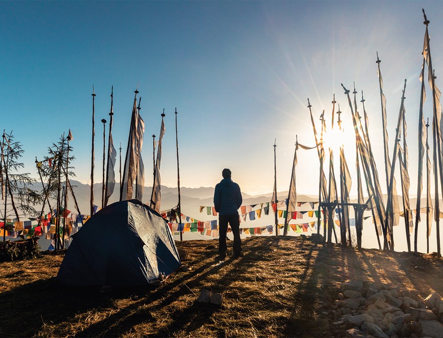 Himalayan Sunrise Illuminating Sacred Bhutanese Mountain Landscapes