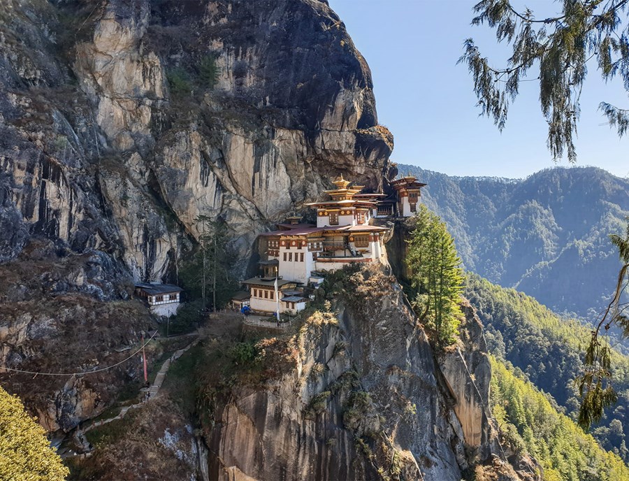 Tiger’S Nest Monastery Rising Above Paro’S Sacred Cliffs