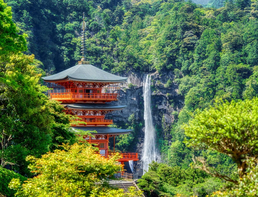 Kumano Nachi Grand Shrine Via The Daimonzaka Trail, Nestled In The Forest To See The Powerful Nachi Waterfall, One Of Japan S Tallest