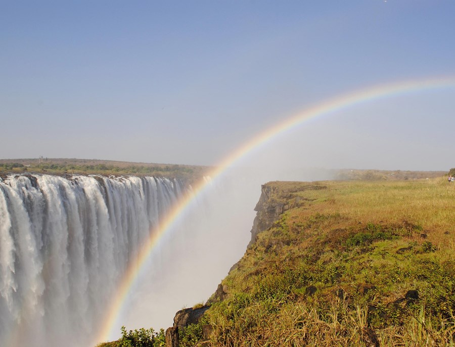 Victoria Falls With Rainbow