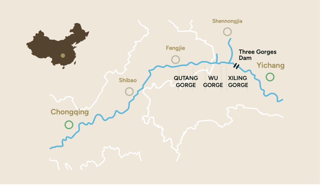 Route for Yangtze Explorer Cruise