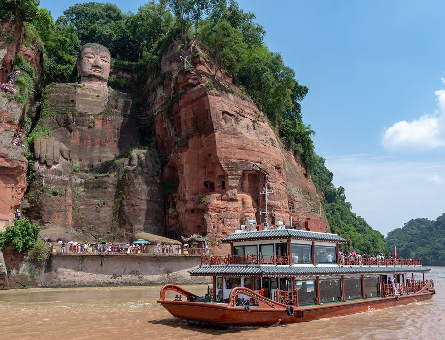 Stand Beneath The 71 Metre Tall Leshan Giant Buddha