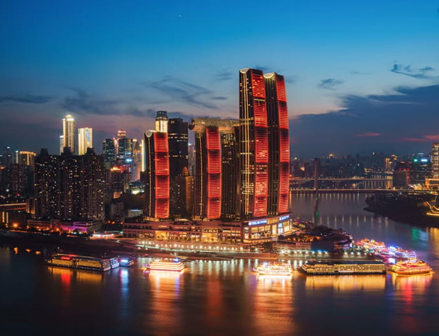 Chongqing Skylines Come Alive At Night