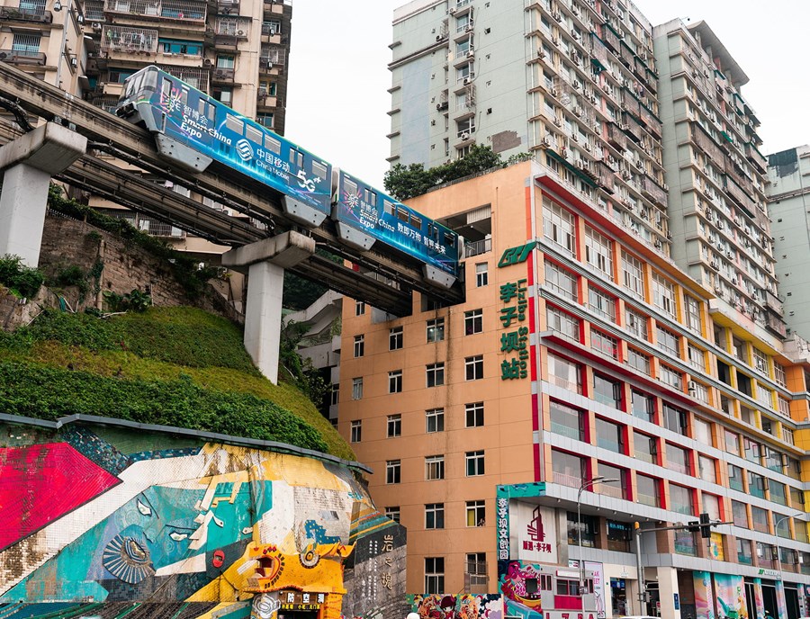 Watch The Light Rail Train Pass Through The Building In Liziba