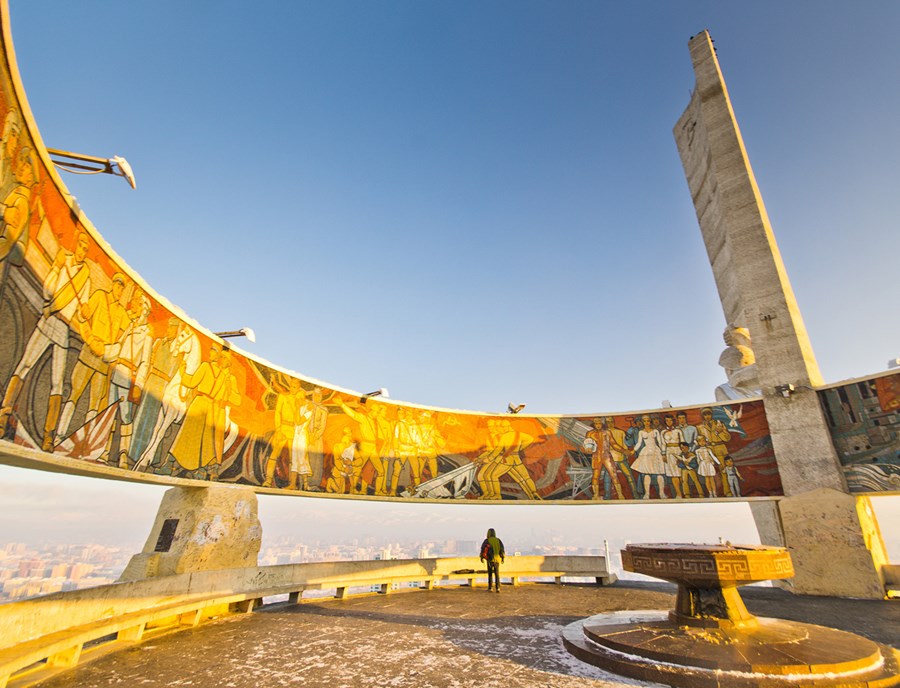 Zaisan Memorial Overlooking Ulaanbaatar Beneath Endless Blue Skies