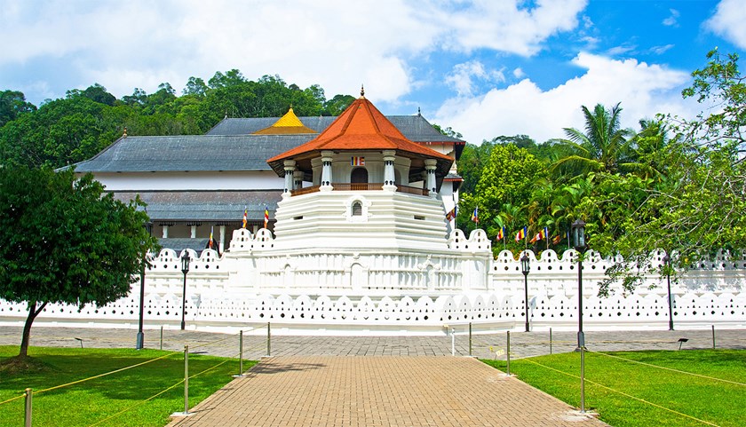 Visit the sacred Temple of the Tooth in Kandy, a UNESCO World Heritage Site