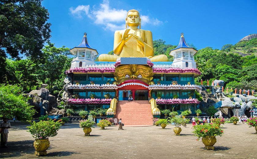 Explore the awe-inspiring Dambulla Cave Temple, adorned with over 150 Buddha statues