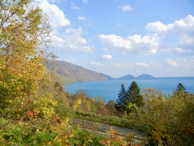 Camp beside the scenic Lake Shikotsu in Hokkaido, Japan