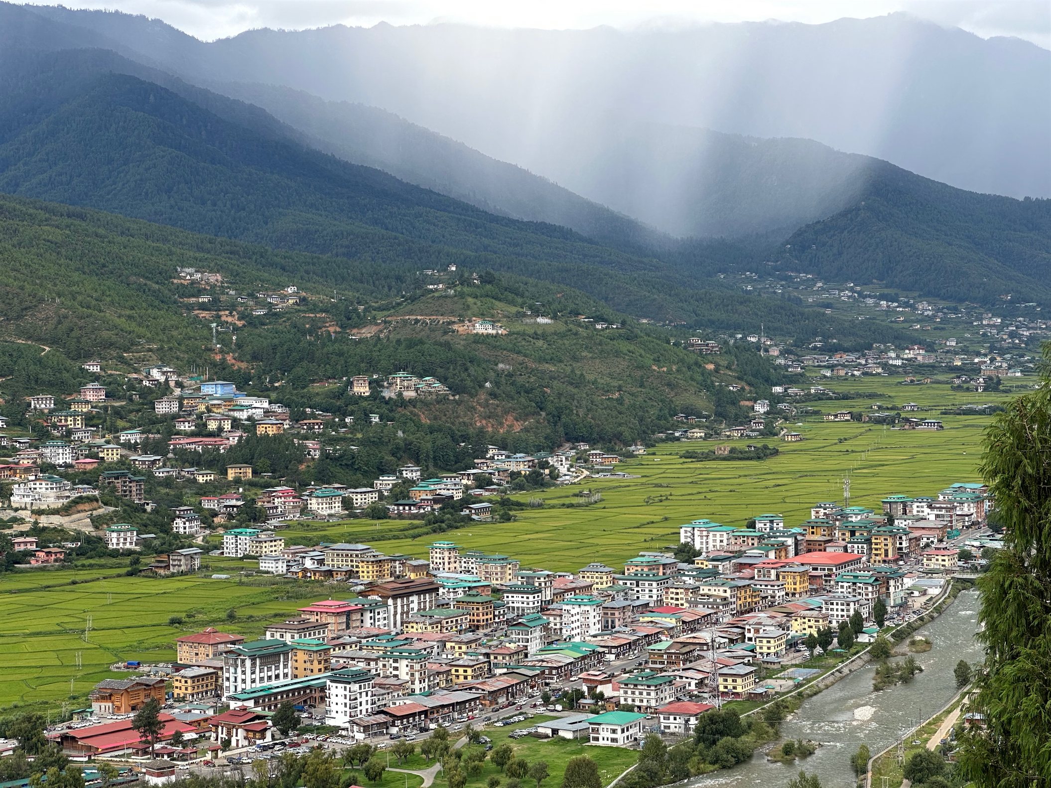 Paro Valley creates a spectacular Himalayan arrival as flights approach Bhutan through mountain peaks