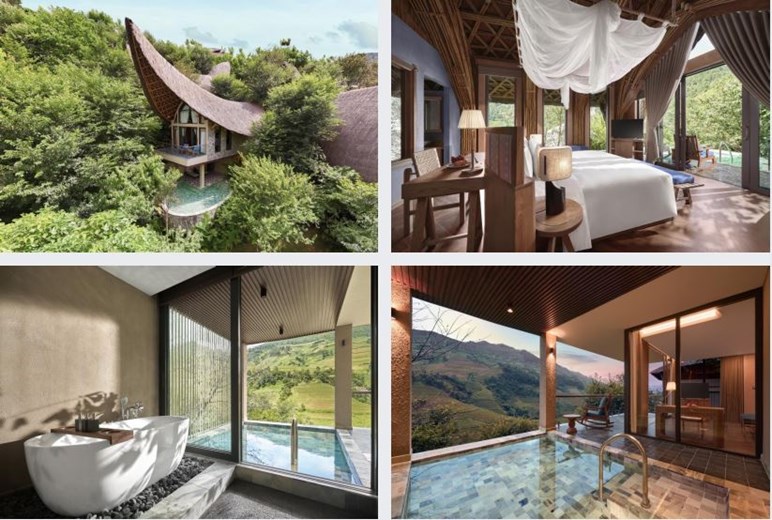 Mountain View Pool Villa with breathtaking vistas of Mu Cang Chai’s terraced fields