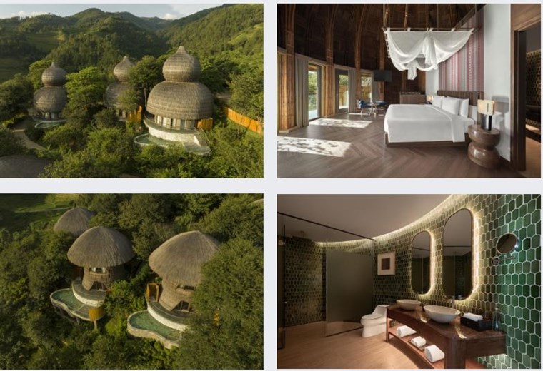 Private Pool Suite at Garrya Mu Cang Chai Resort surrounded by mountain and rice terrace views.