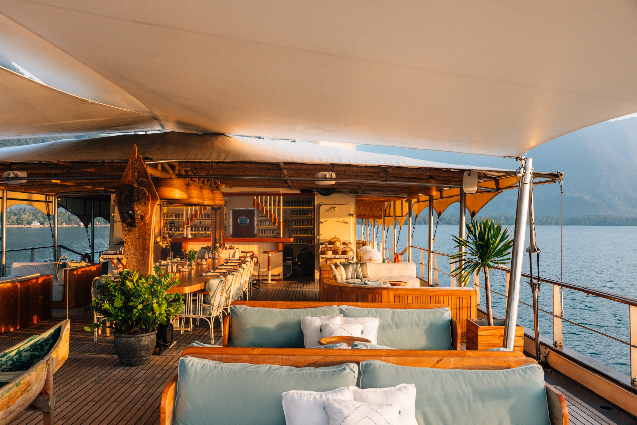 Kudanil Explorer - First day of the voyage departing Ambon, sailing toward the Banda Sea at sunset.