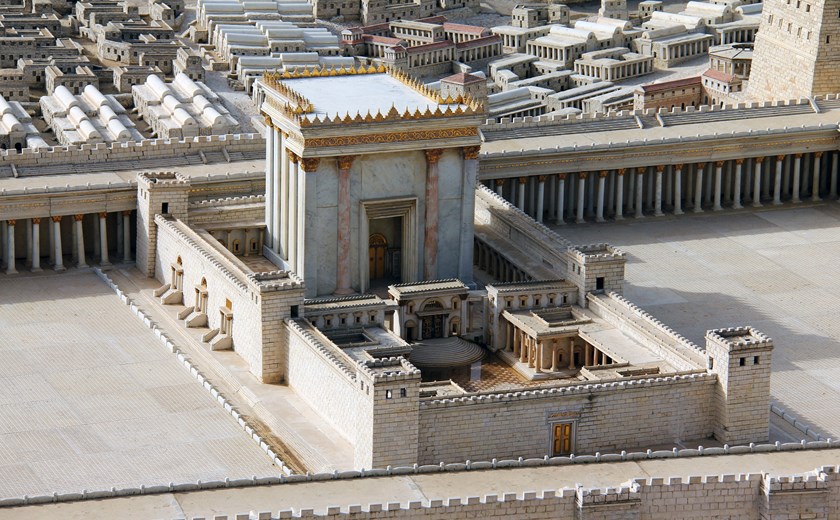 A detailed model of ancient Jerusalem in the Second Temple period, displayed at the Israel Museum