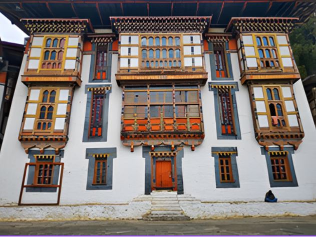 Exterior of Kurjey Lhakhang temple in Bumthang, Bhutan