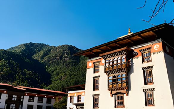Architecture of Pangri Zampa monastery in Bhutan