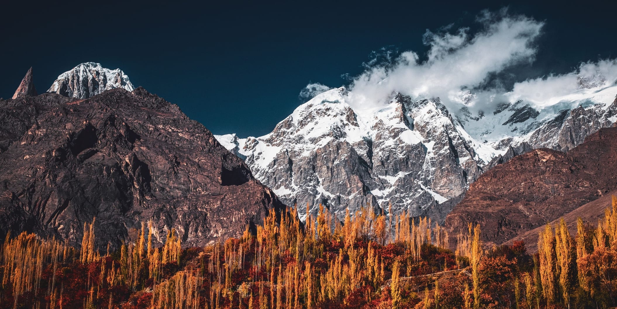 Hunza Autumn Snowy Mountains