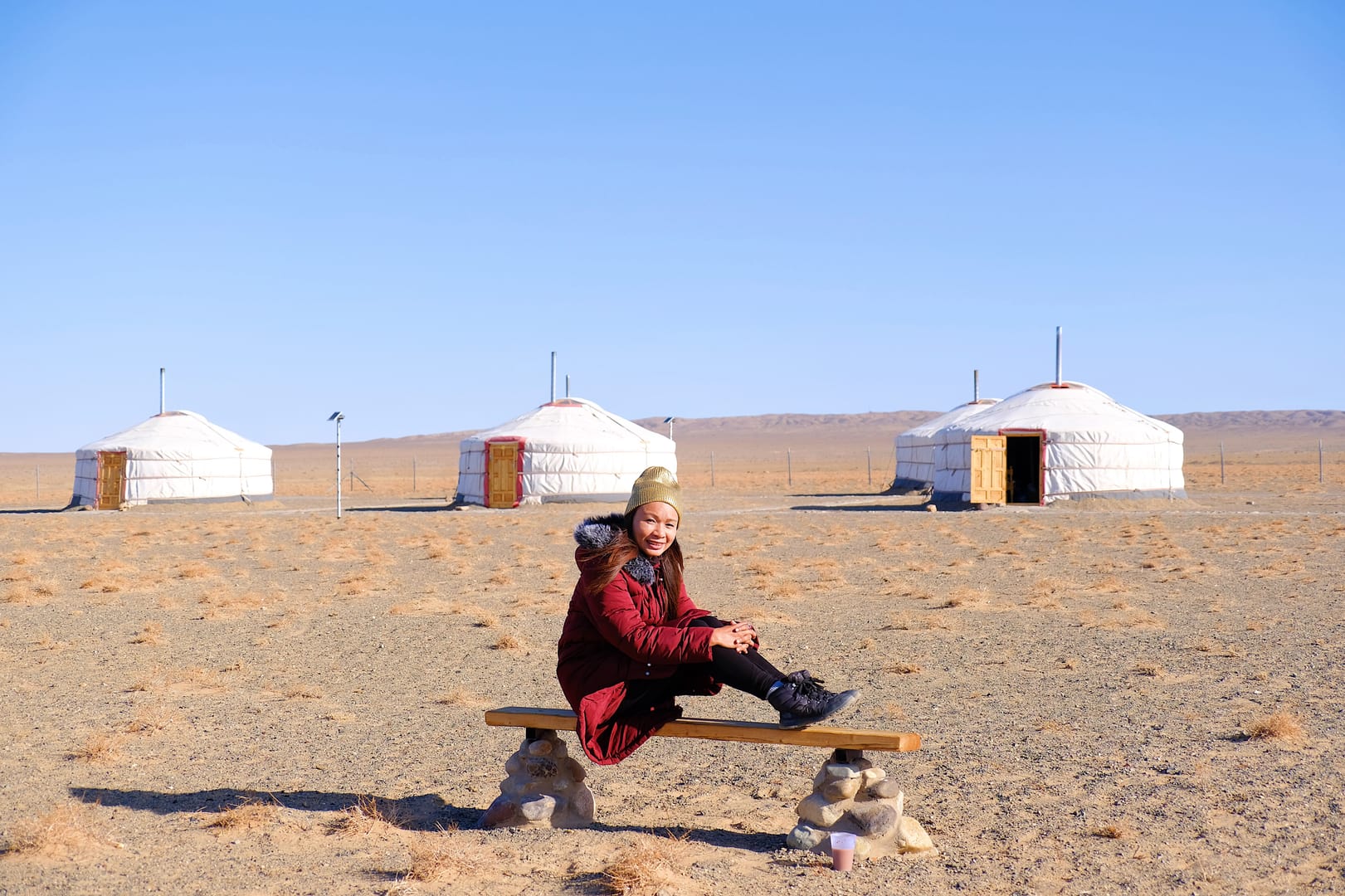 Gobi Desert Glowing Beneath Intense Summer Sun And Endless Skies
