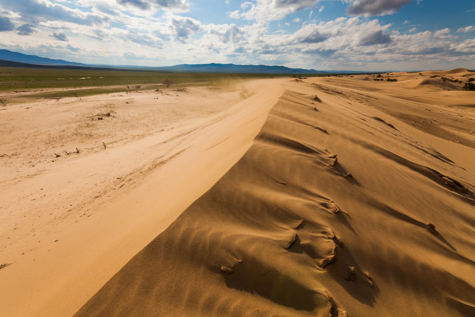 Khongoryn Els Stretching Across The Vast Landscapes Of The Gobi Desert